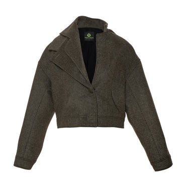 Folded Collar Causal Jacket（Moss）