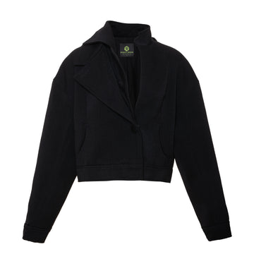 Folded Collar Causal Jacket（Black）